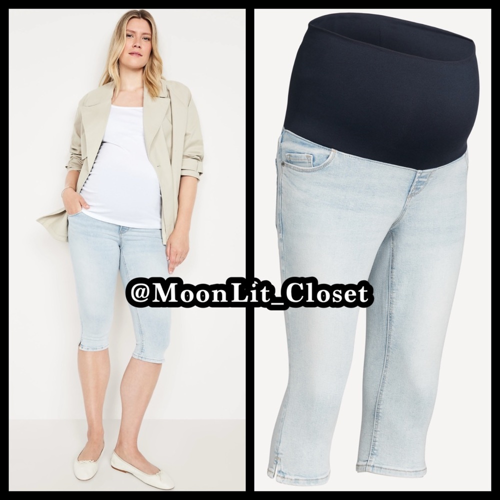 Old Navy Maternity Rollover-Panel Rockstar Slim Capri Jeans 8 Color “Reverie”